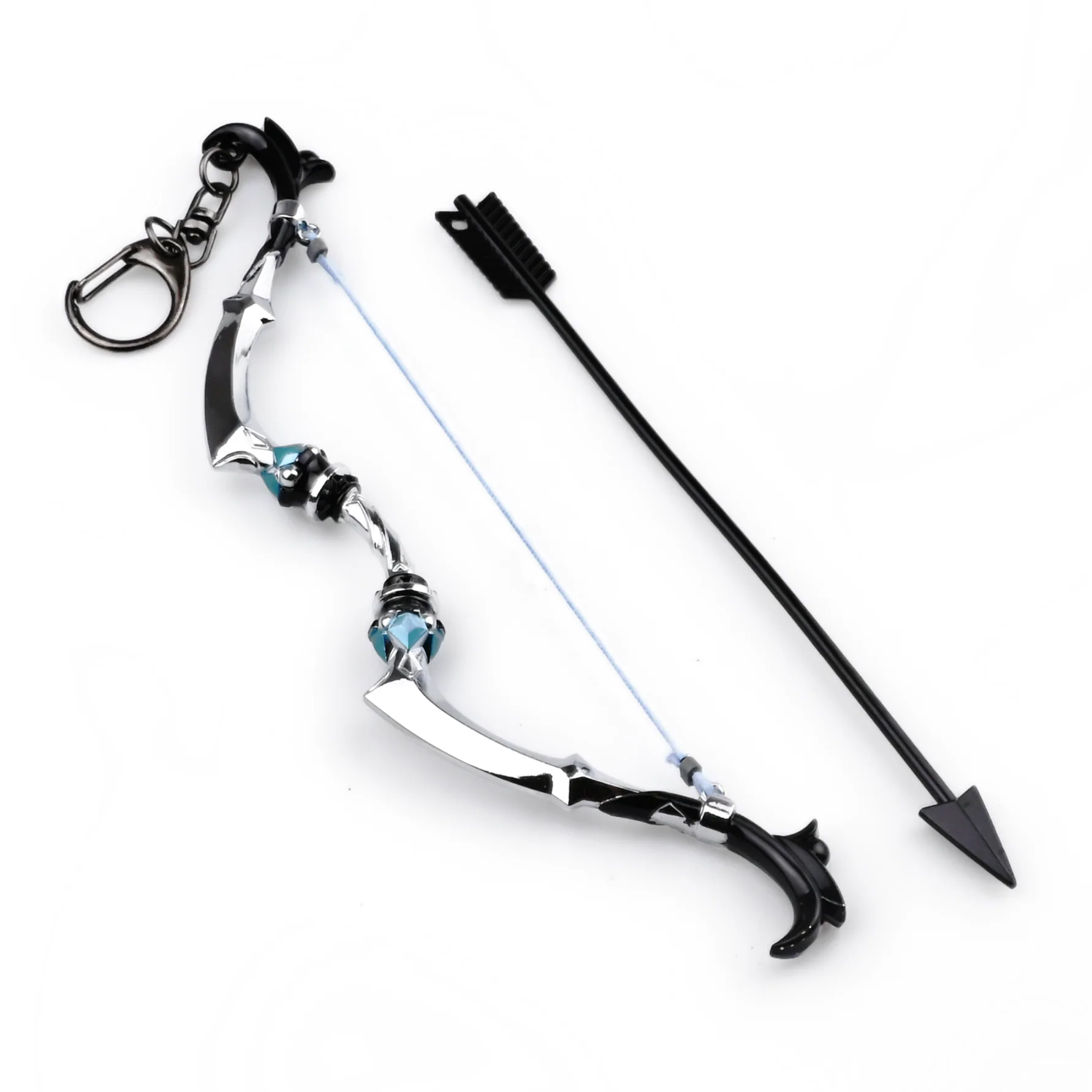 Bow Silver Black | 17 cm | Metal | Brelok Gamingowy | Genshin Impact image 1