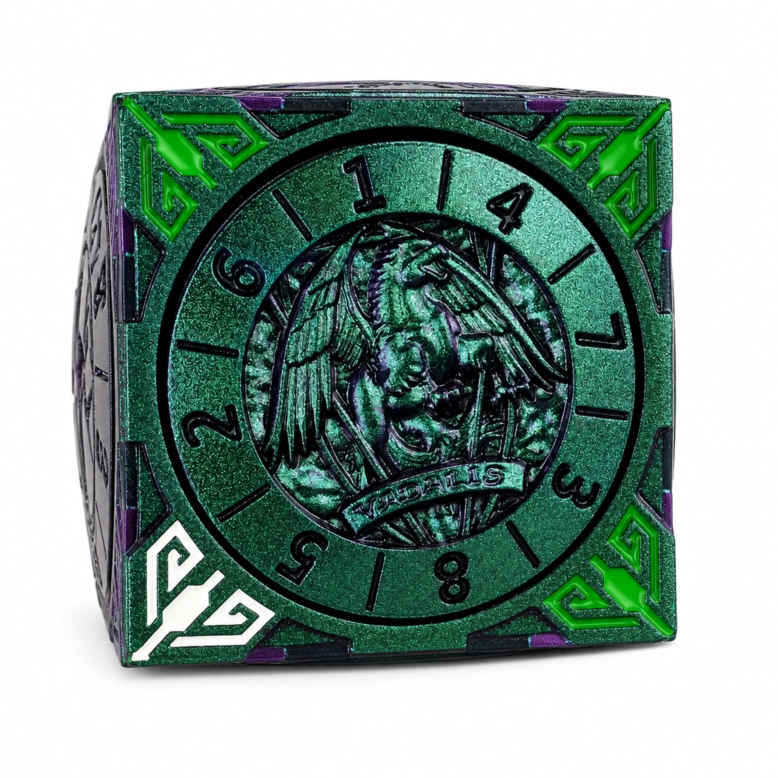 Death White Green Purple Polichrome | 8 cm | Metal | Wheel Dice | Dungeons and Dragons thumbnail 9