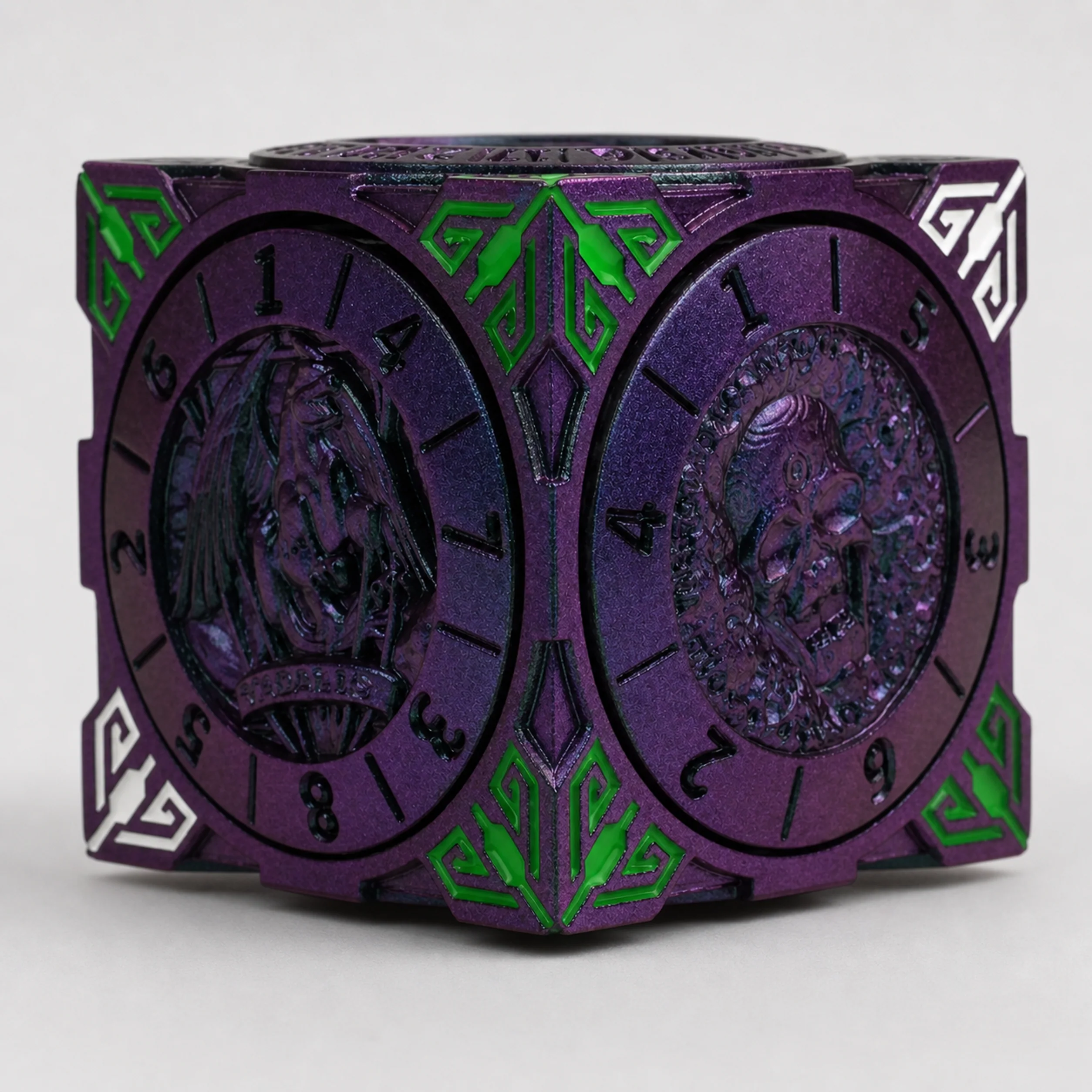 Death White Green Purple Polichrome | 8 cm | Metal | Wheel Dice | Dungeons and Dragons thumbnail 3