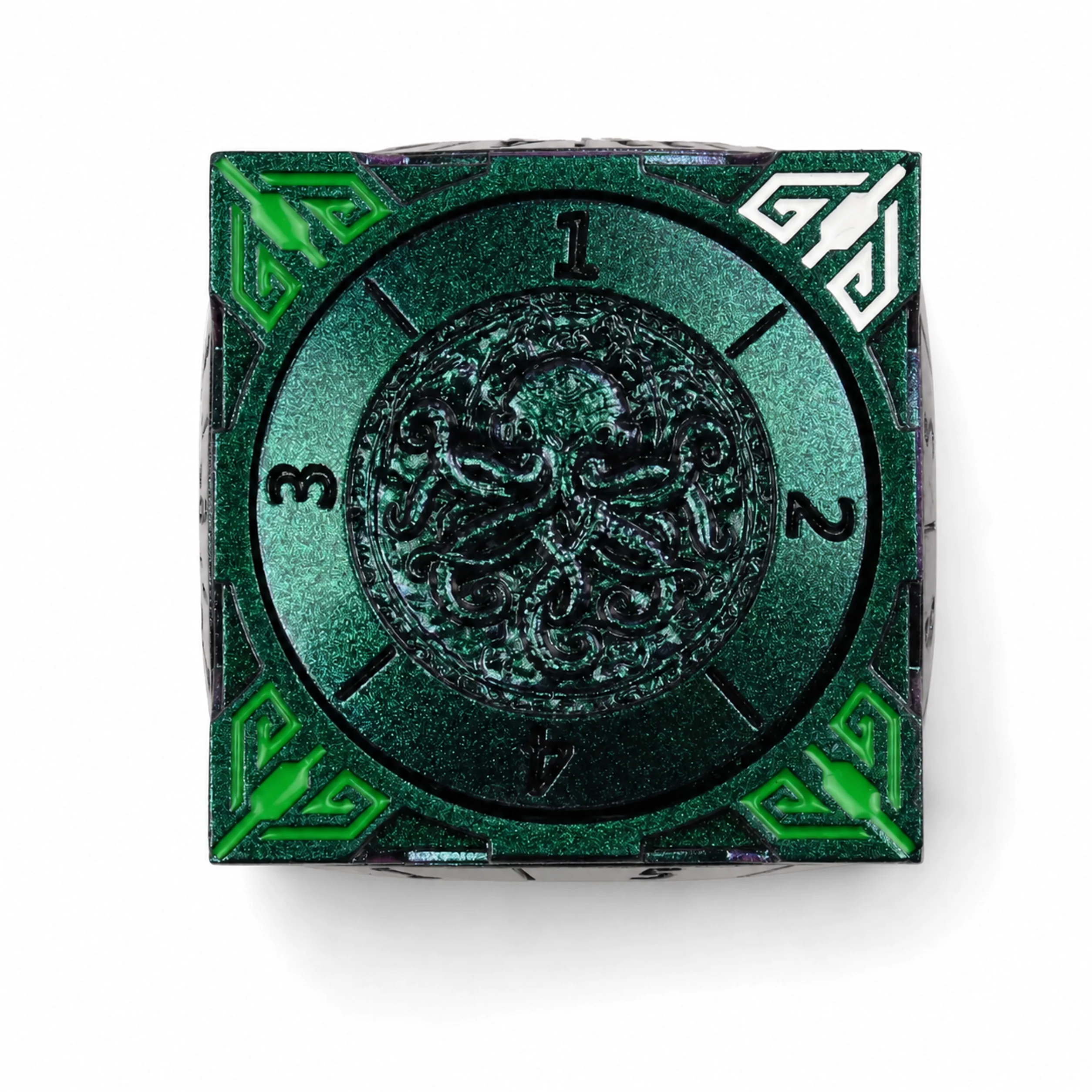 Death White Green Purple Polichrome | 8 cm | Metal | Wheel Dice | Dungeons and Dragons thumbnail 7