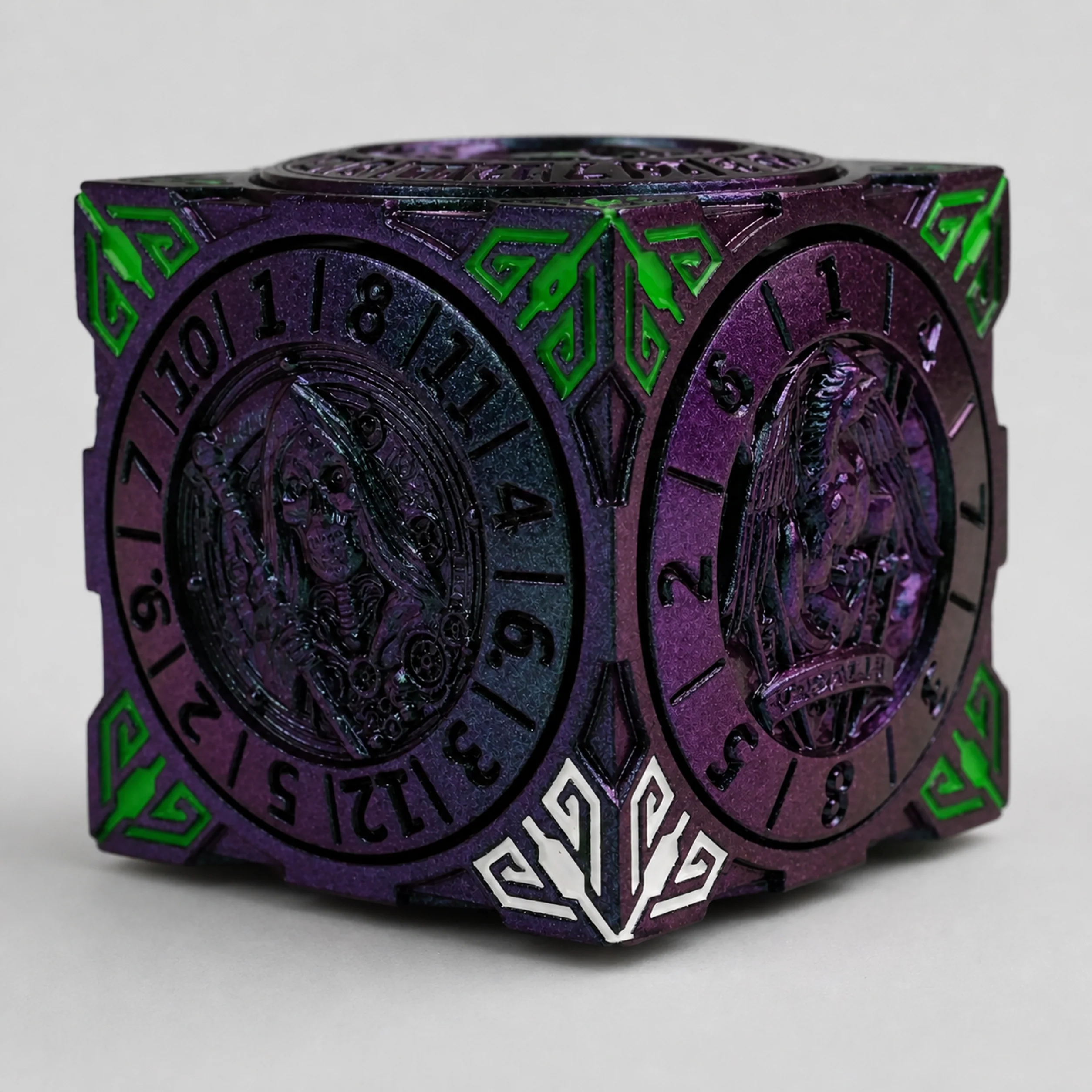 Death White Green Purple Polichrome | 8 cm | Metal | Wheel Dice | Dungeons and Dragons thumbnail 4