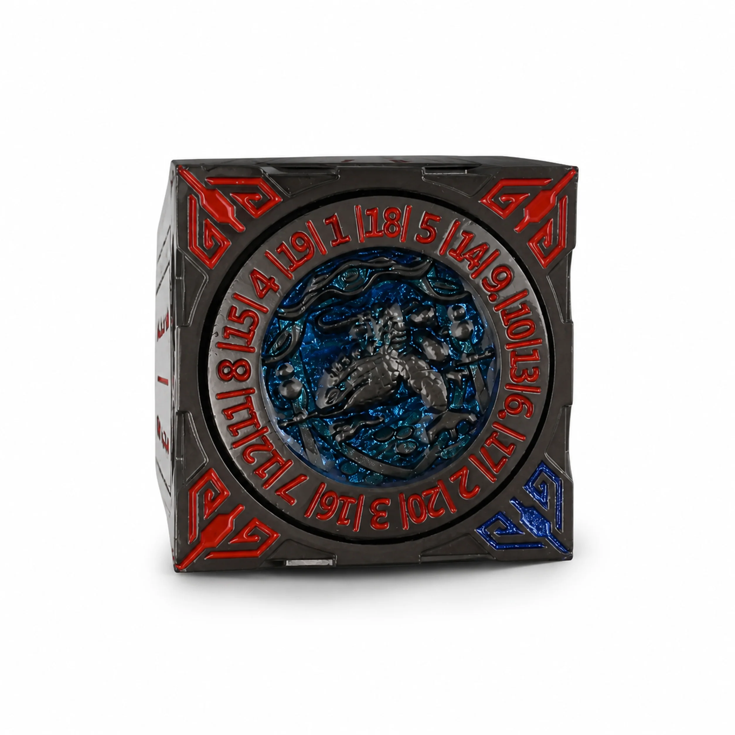 Death Red Blue Dark Grey Polichrome | 8 cm | Metal | Wheel Dice | Dungeons and Dragons thumbnail 7