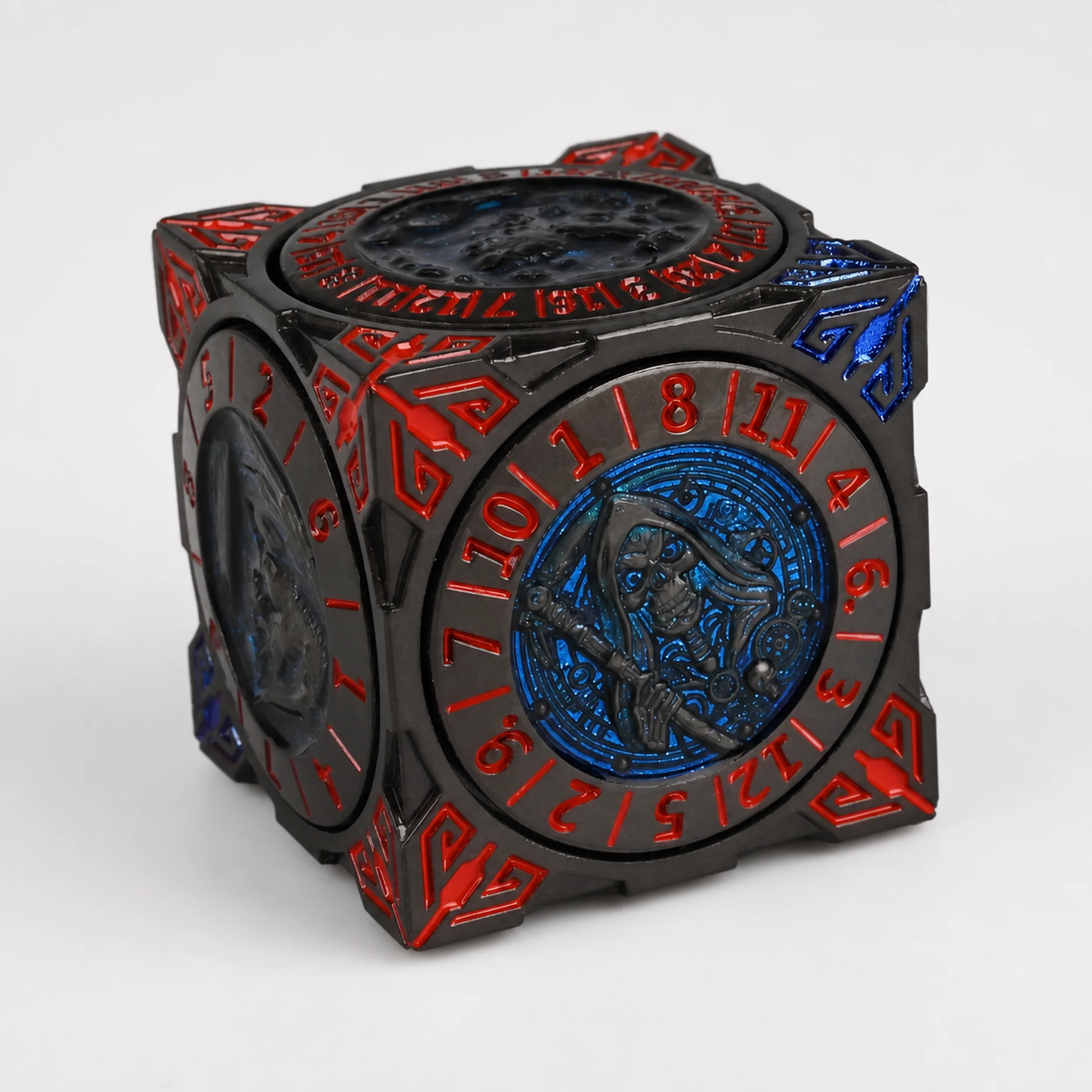 Death Red Blue Dark Grey Polichrome | 8 cm | Metal | Wheel Dice | Dungeons and Dragons thumbnail 4