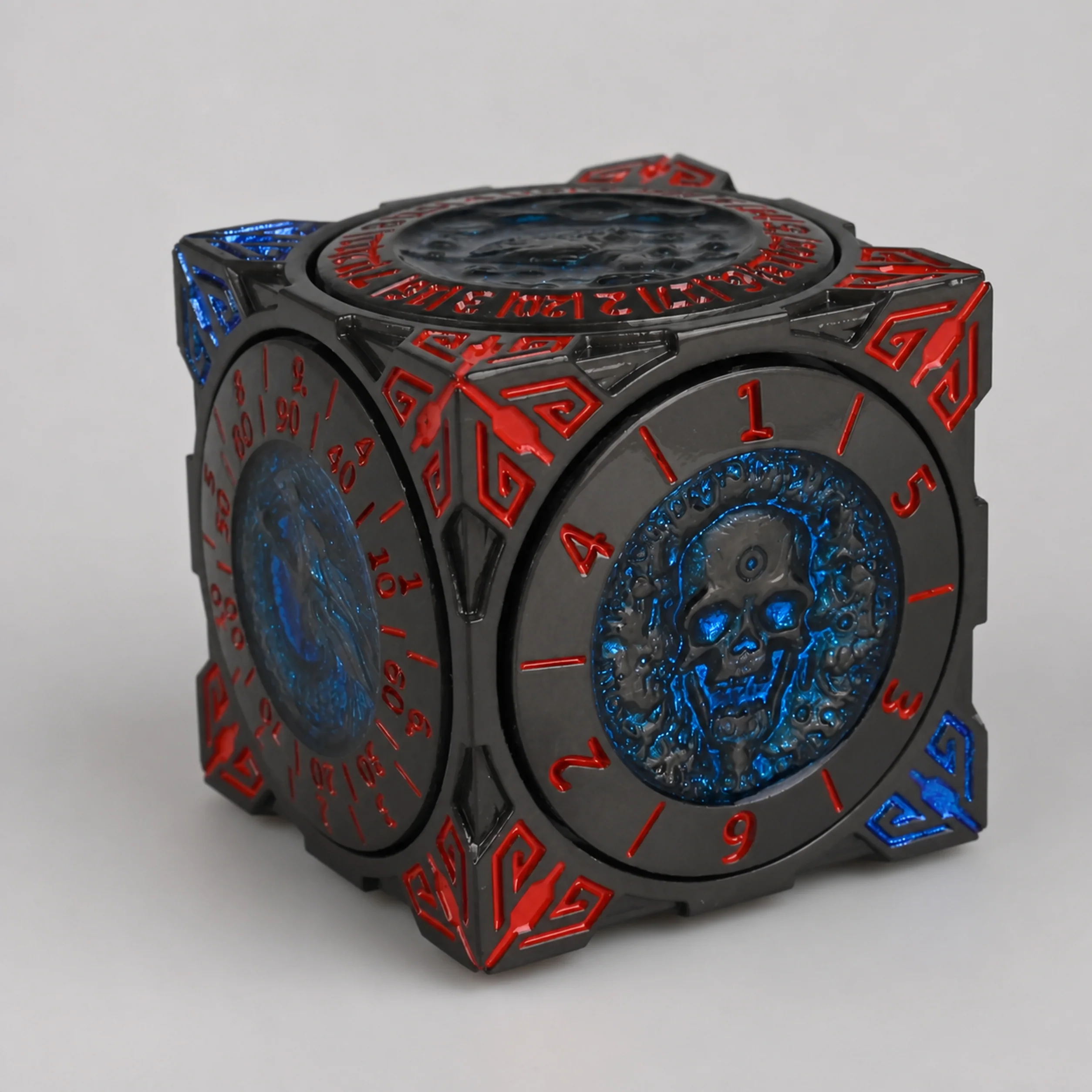 Death Red Blue Dark Grey Polichrome | 8 cm | Metal | Wheel Dice | Dungeons and Dragons thumbnail 5