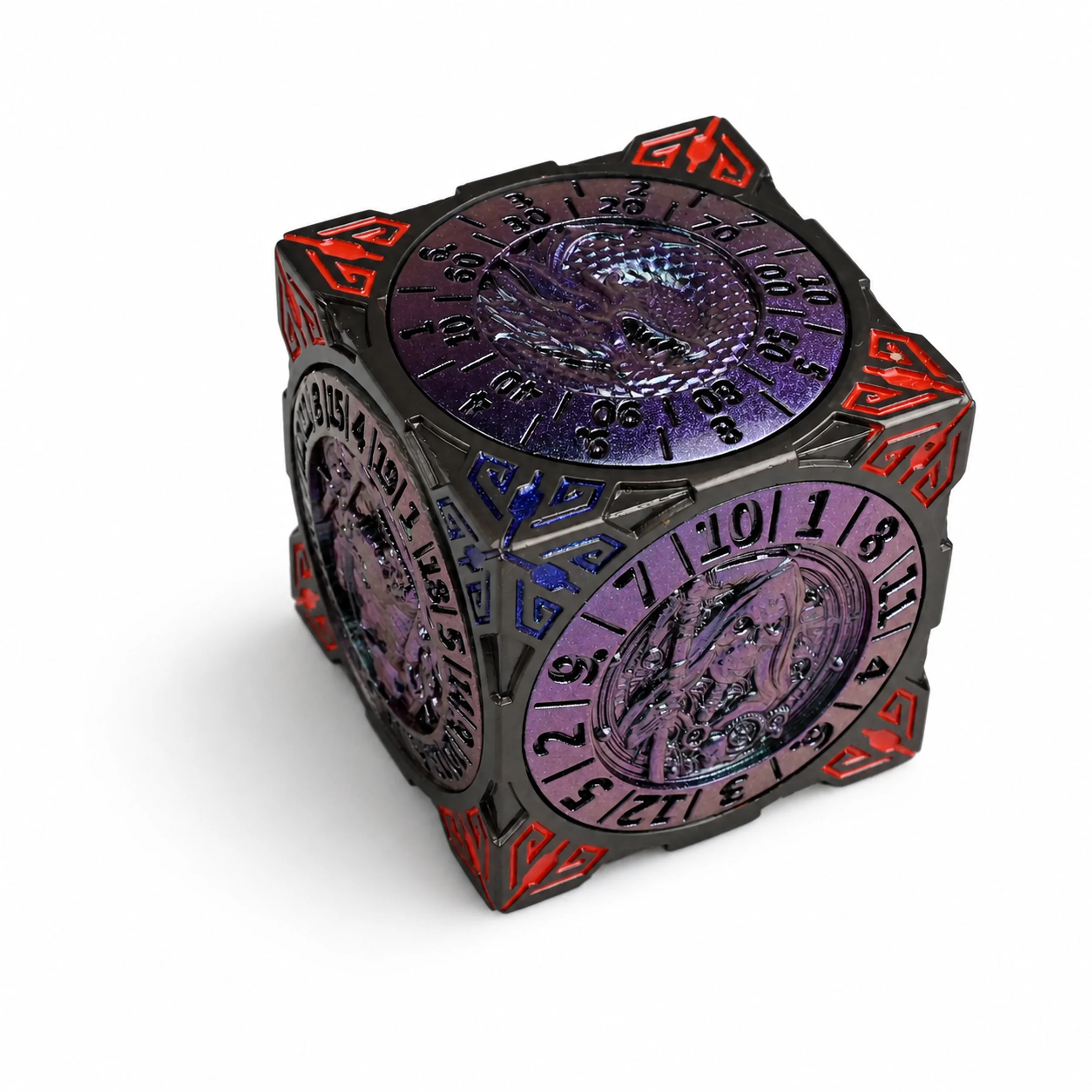Death Red Blue Purple Polichrome | 8 cm | Metal | Wheel Dice | Dungeons and Dragons thumbnail 4