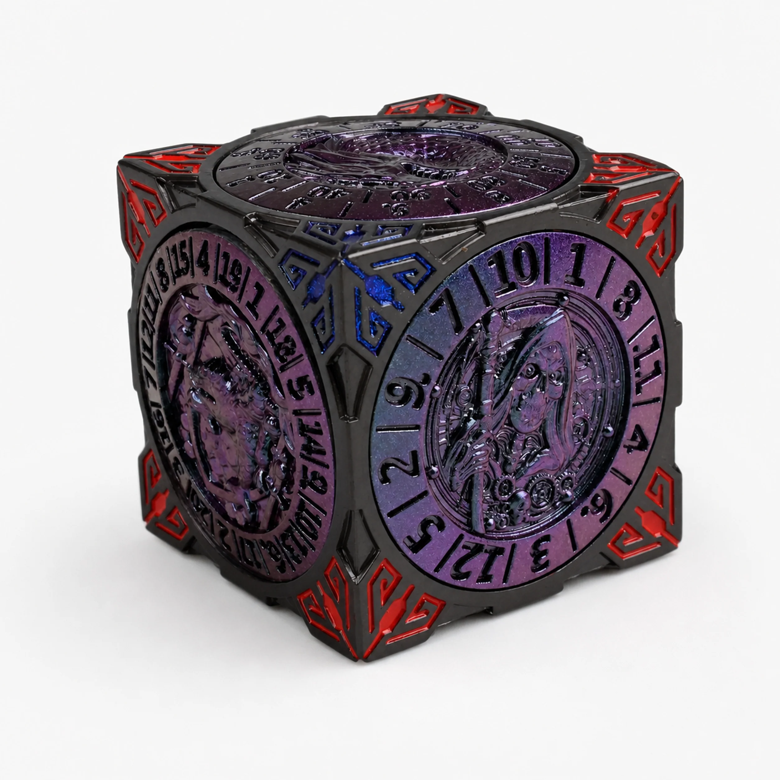 Death Red Blue Purple Polichrome | 8 cm | Metal | Wheel Dice | Dungeons and Dragons thumbnail 5