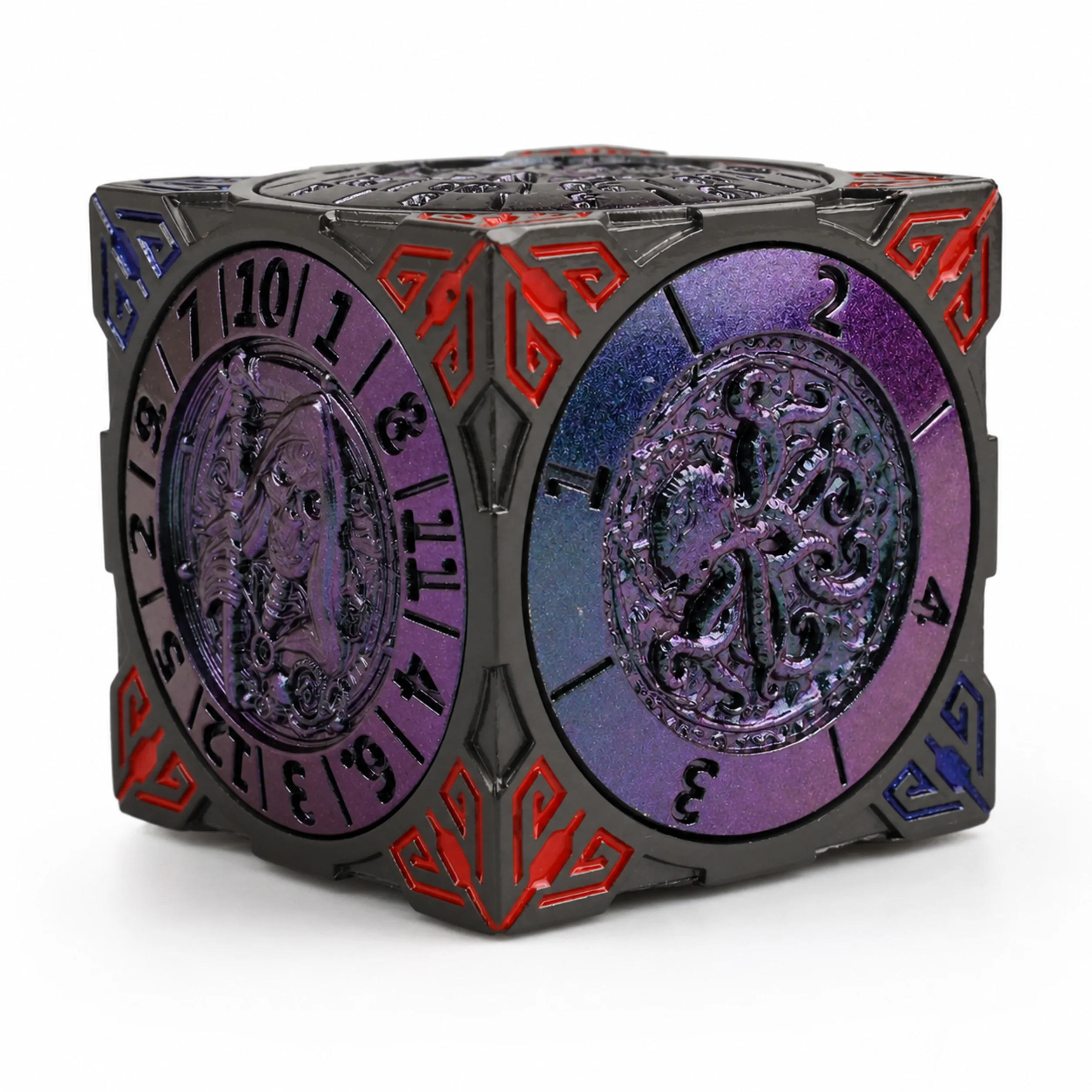 Death Red Blue Purple Polichrome | 8 cm | Metal | Wheel Dice | Dungeons and Dragons thumbnail 2