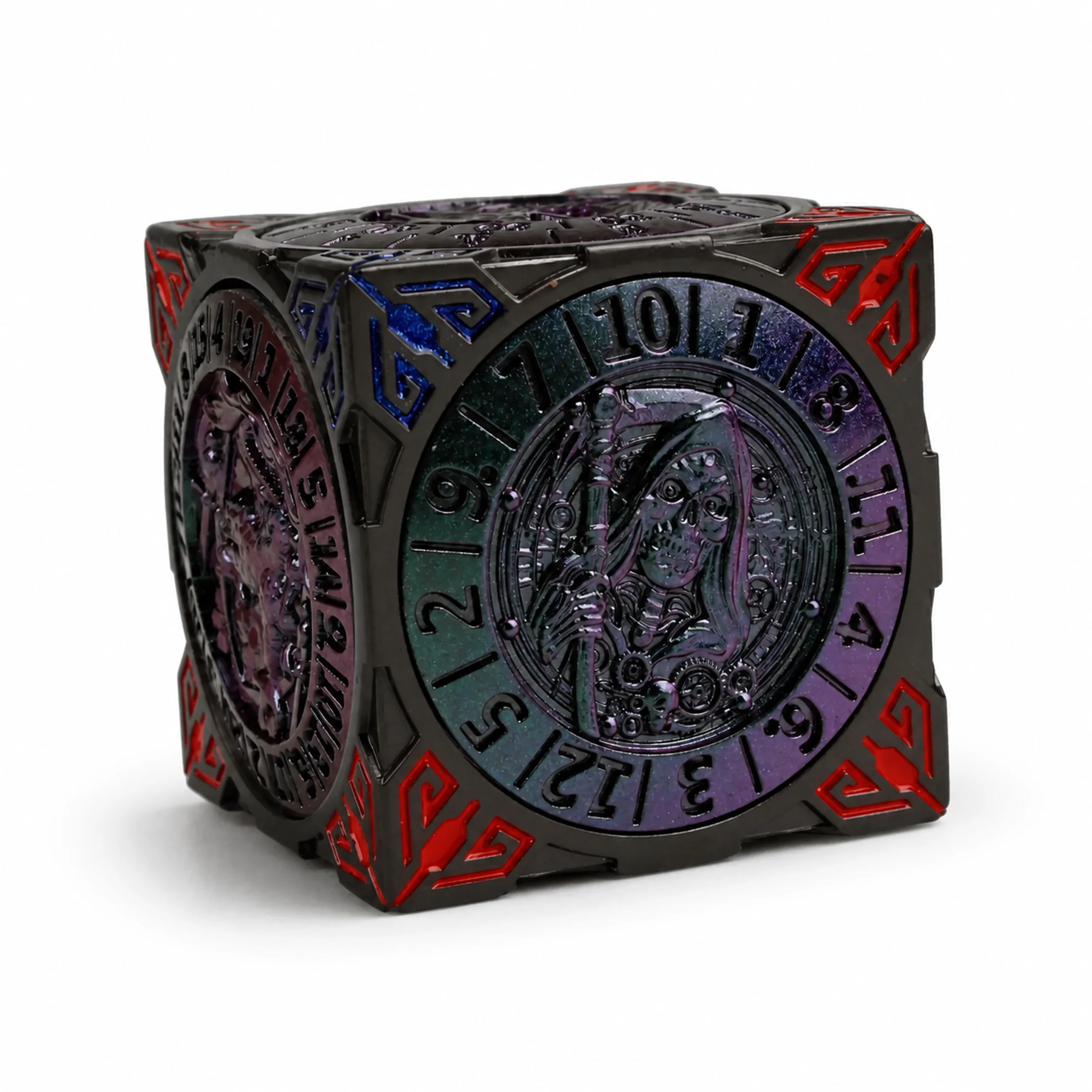 Death Red Blue Purple Polichrome | 8 cm | Metal | Wheel Dice | Dungeons and Dragons thumbnail 3