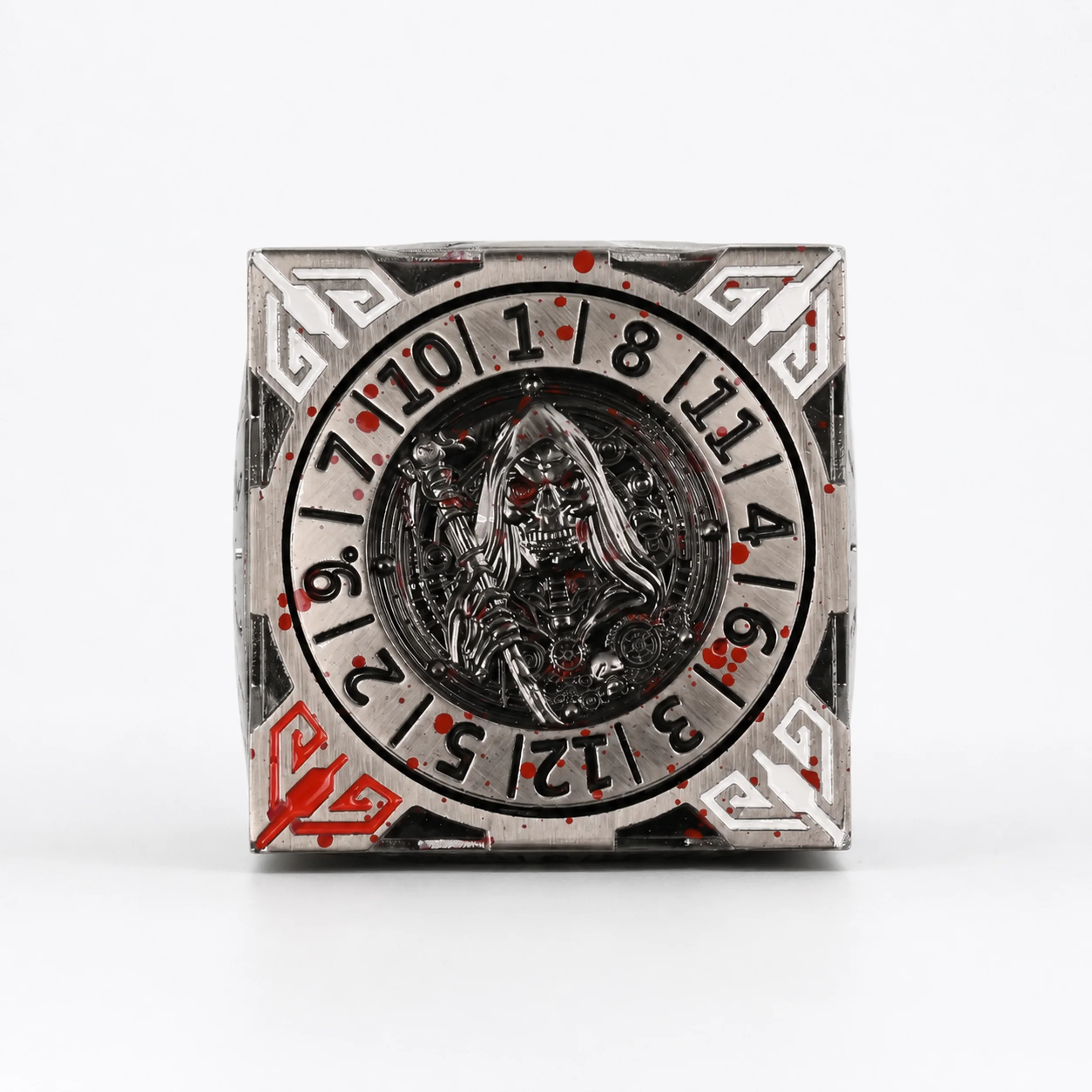 Death Red White Grey Polichrome | 8 cm | Metal | Wheel Dice | Dungeons and Dragons thumbnail 9