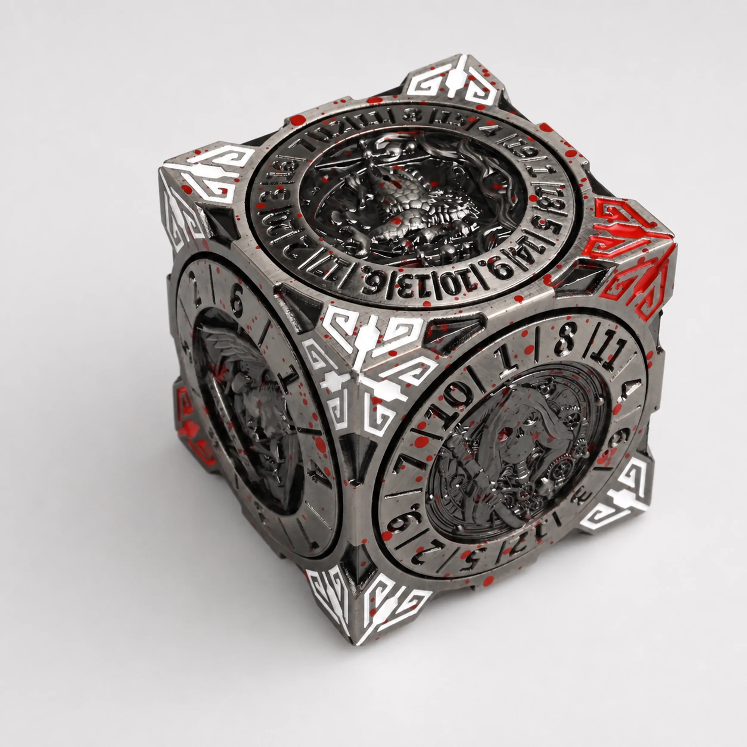 Death Red White Grey Polichrome | 8 cm | Metal | Wheel Dice | Dungeons and Dragons thumbnail 6