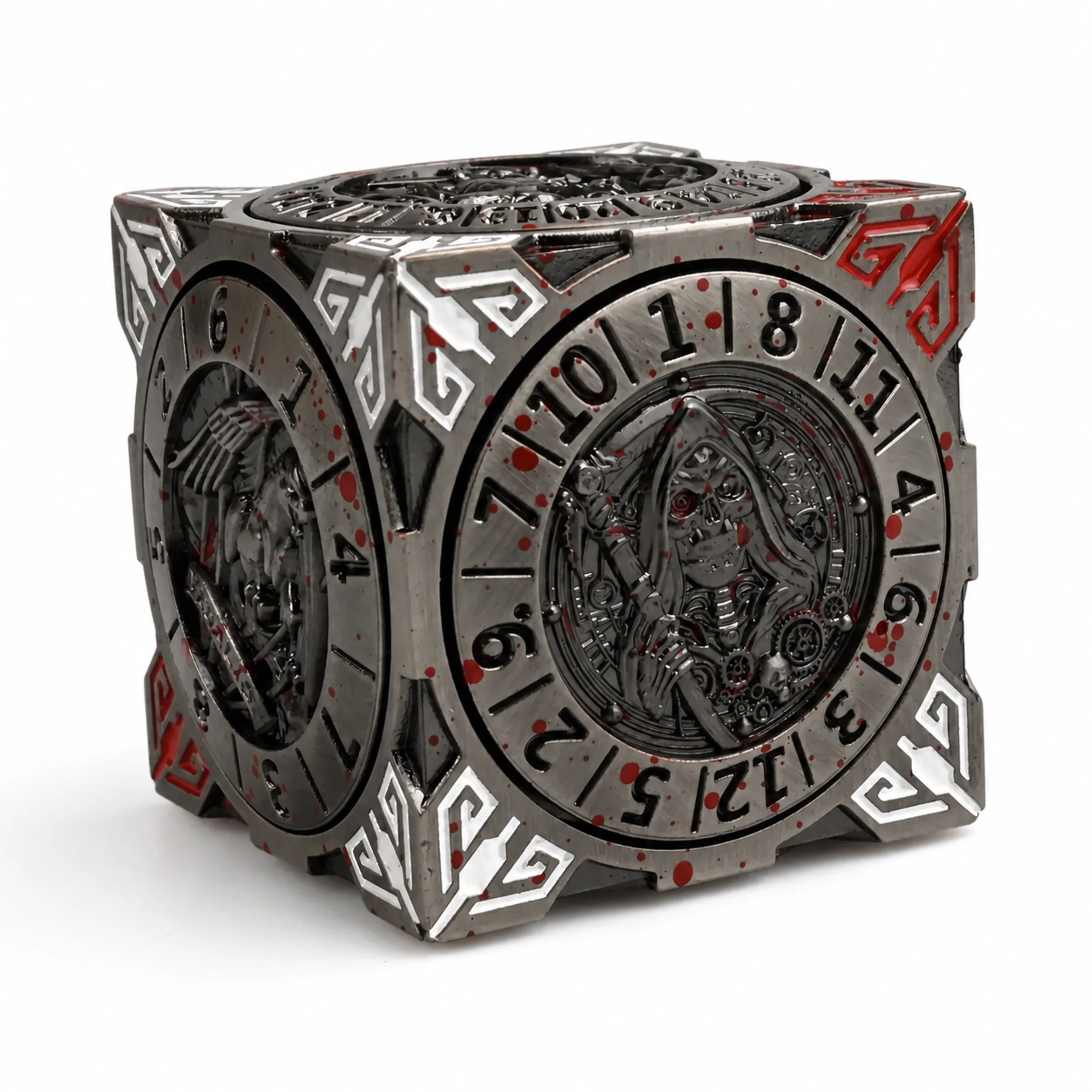Death Red White Grey Polichrome | 8 cm | Metal | Wheel Dice | Dungeons and Dragons thumbnail 5