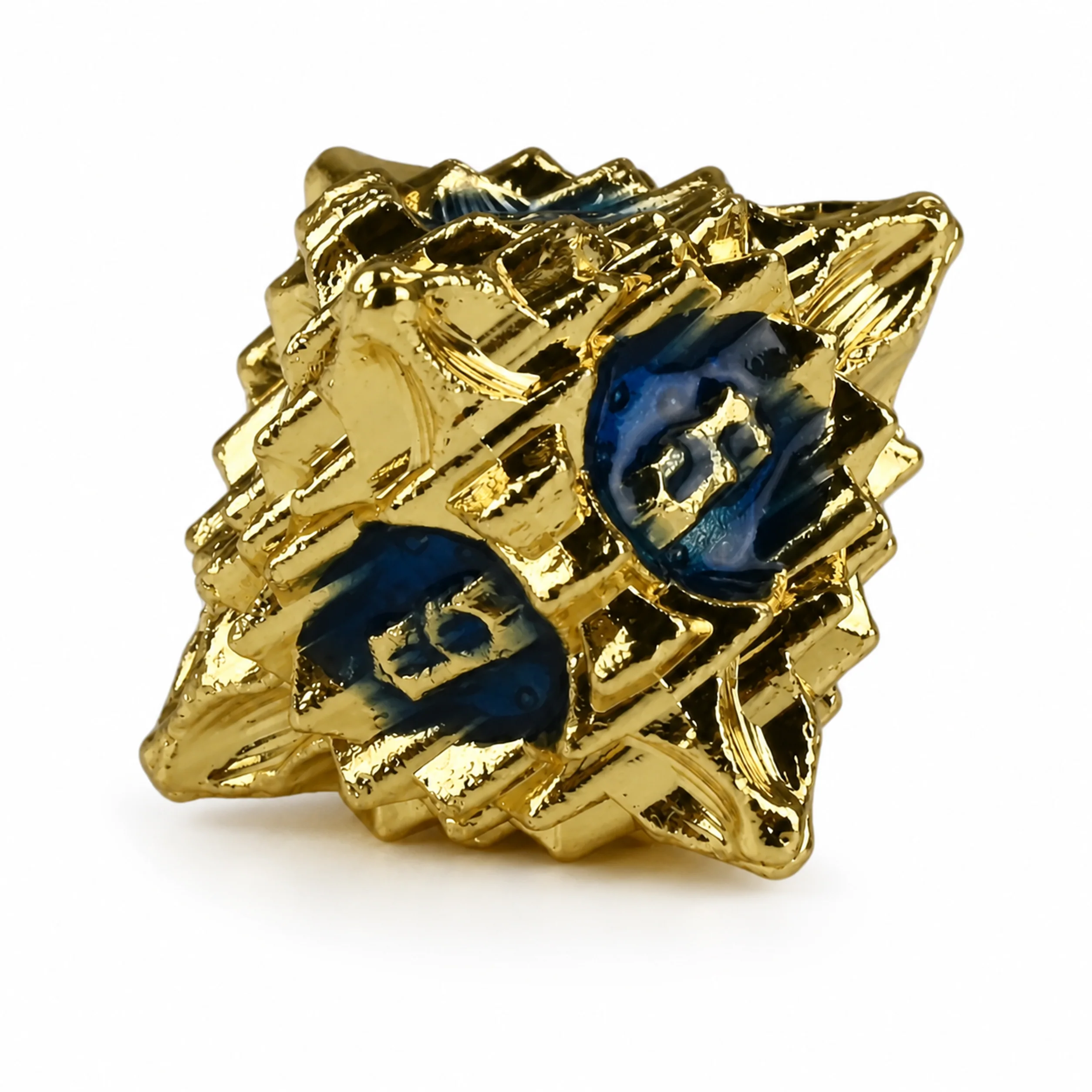Glossy Gold Dark Blue Solid Set | 3 cm | Metal | Set Of 7 Dice | Tron thumbnail 6