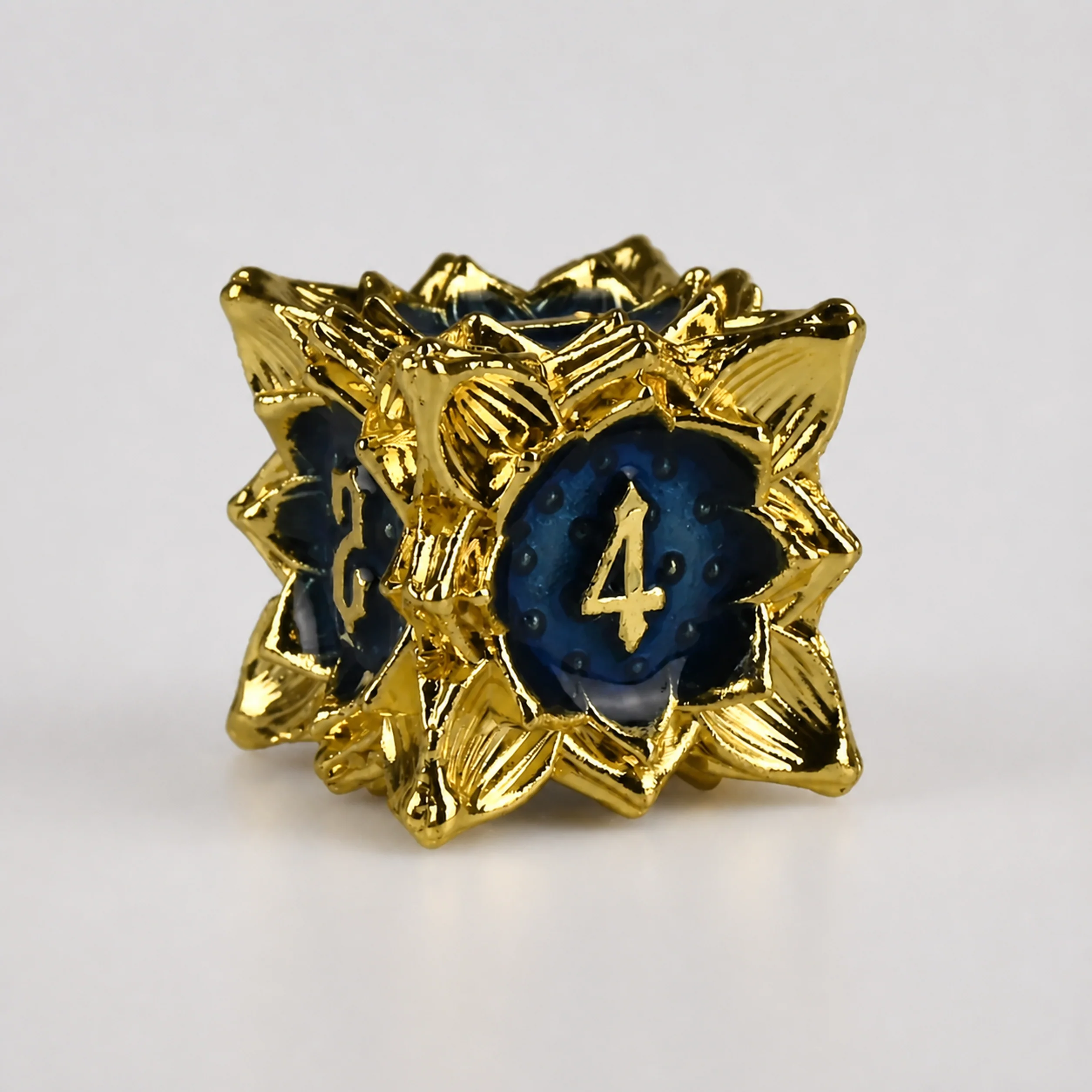 Glossy Gold Dark Blue Solid Set | 3 cm | Metal | Set Of 7 Dice | Tron thumbnail 7