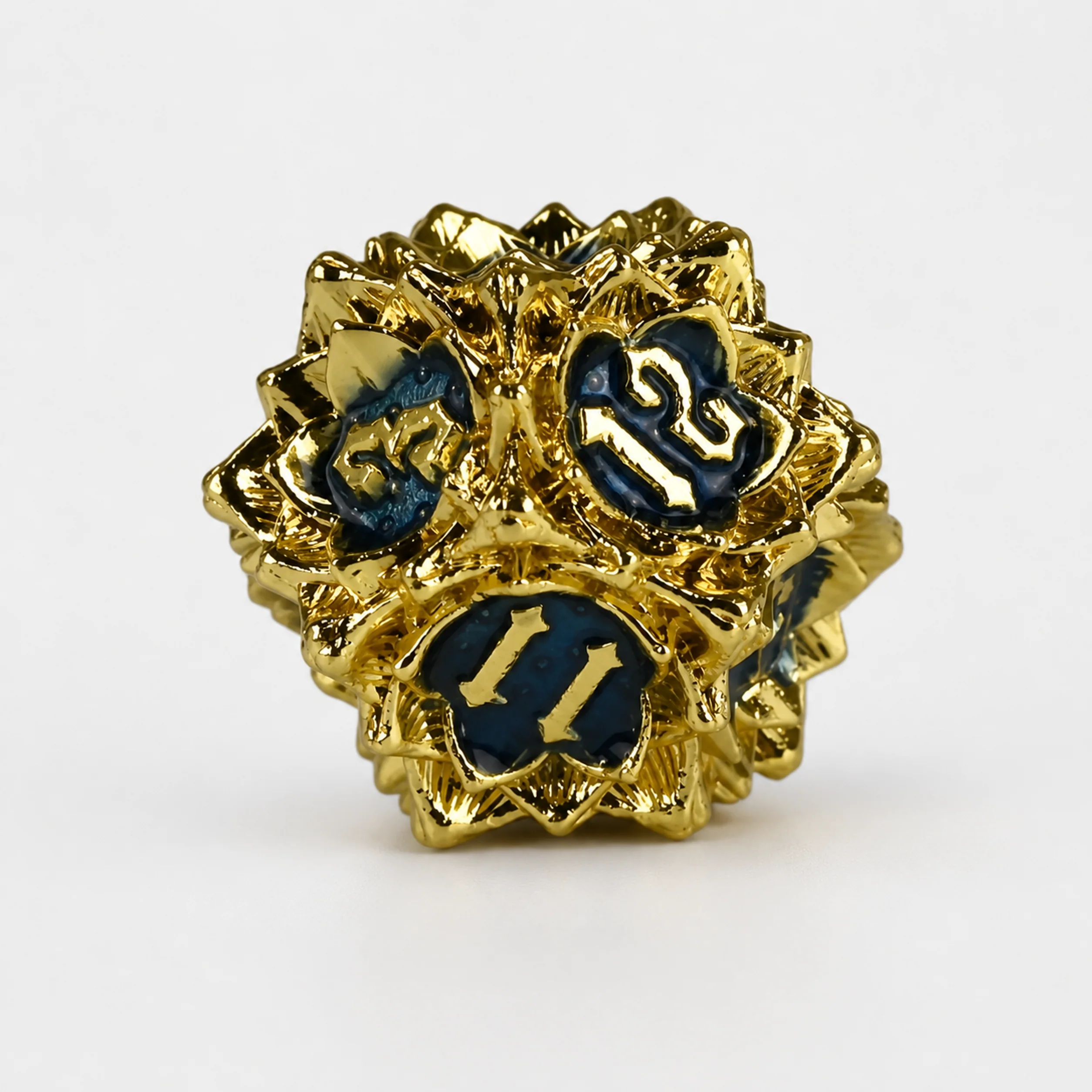 Glossy Gold Dark Blue Solid Set | 3 cm | Metal | Set Of 7 Dice | Tron thumbnail 2
