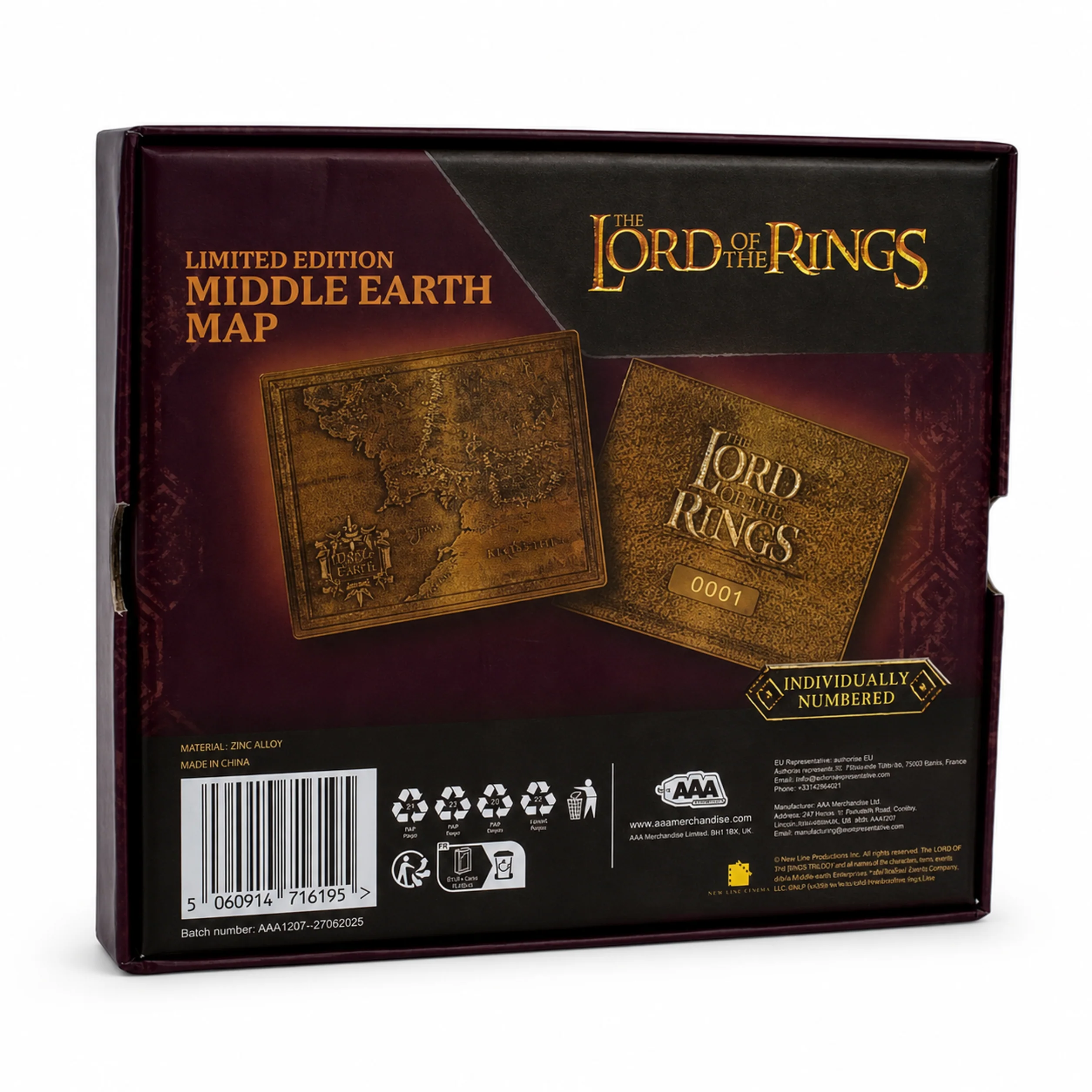 The Lord of the Rings Limited Edition Middle Earth Map | 8 cm | Metal | Movie Ingot | Lord Of The Rings thumbnail 4