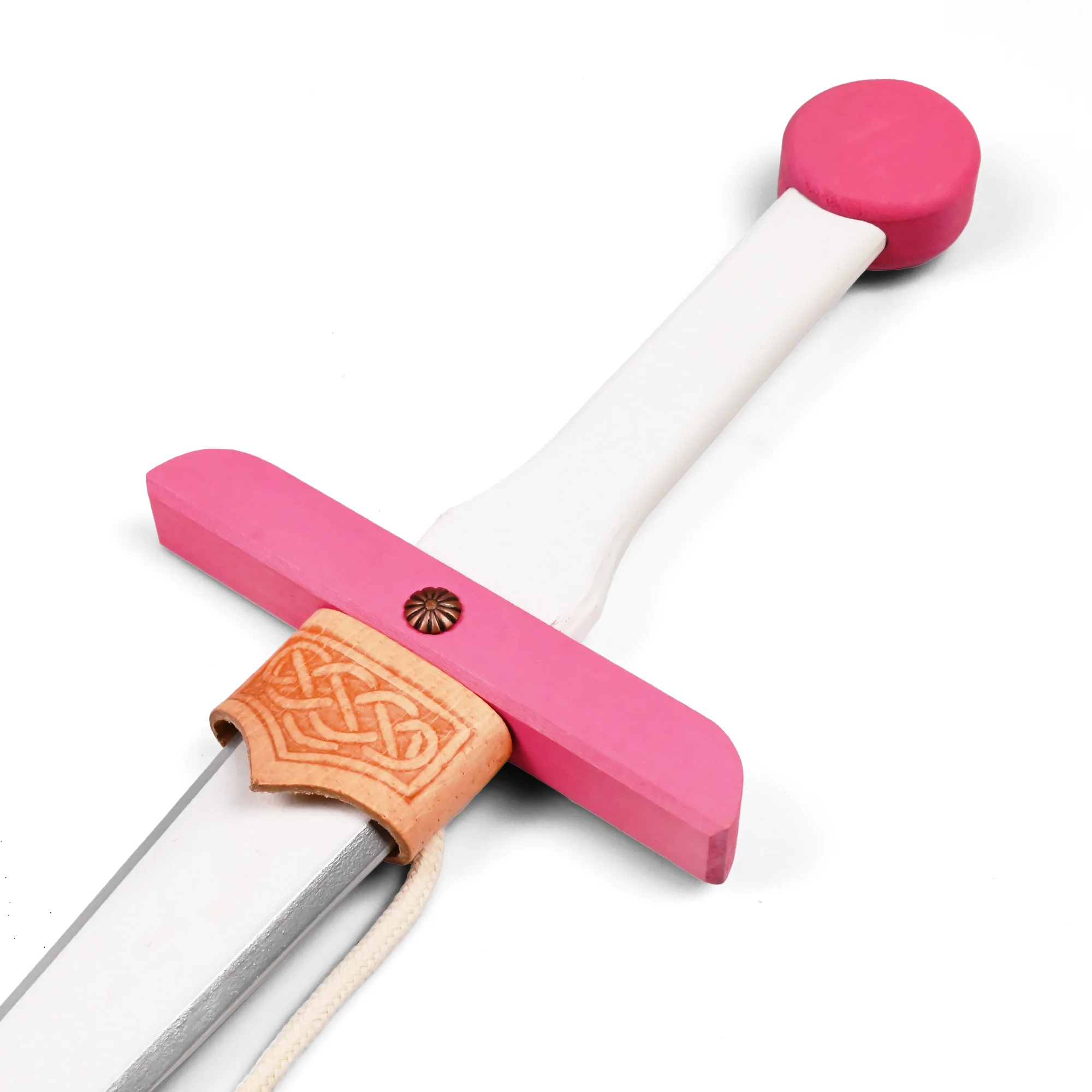 White Pink Sword and Pendant | 45 cm | Wood | Wooden Toy Sword | Knight image 1